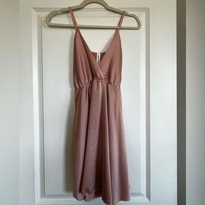 Satin light rose pink dress